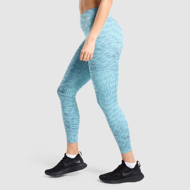 Κολαν Gymshark Αθλητικά Teal Print | 865PUJTSI
