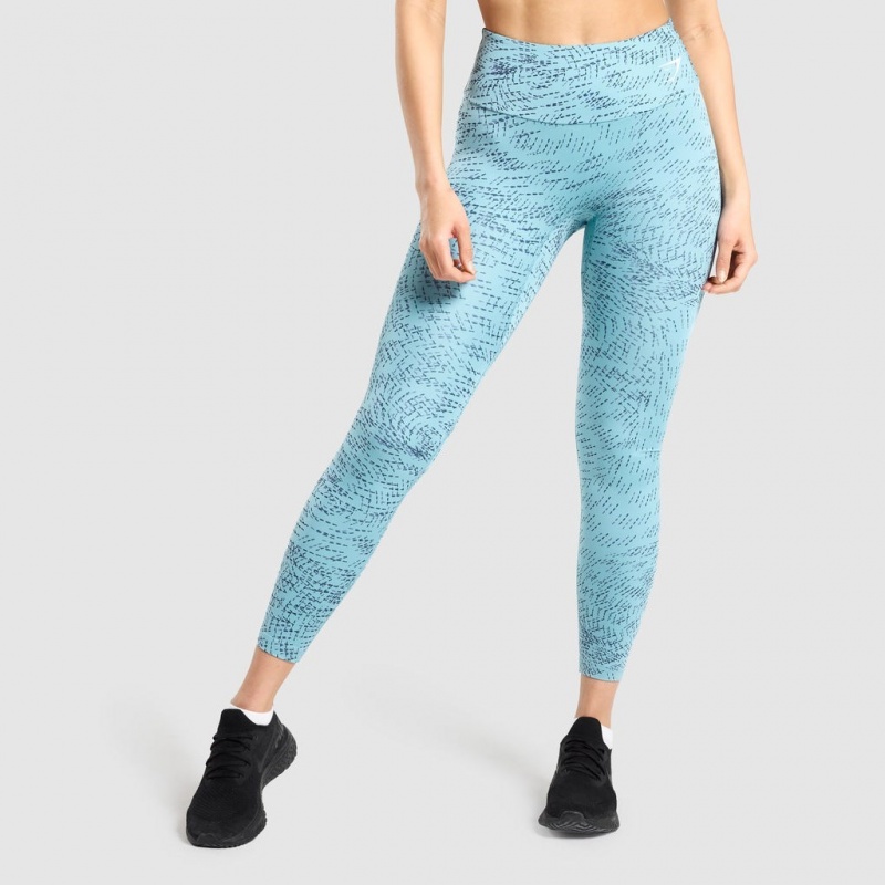Κολαν Gymshark Αθλητικά Teal Print | 865PUJTSI