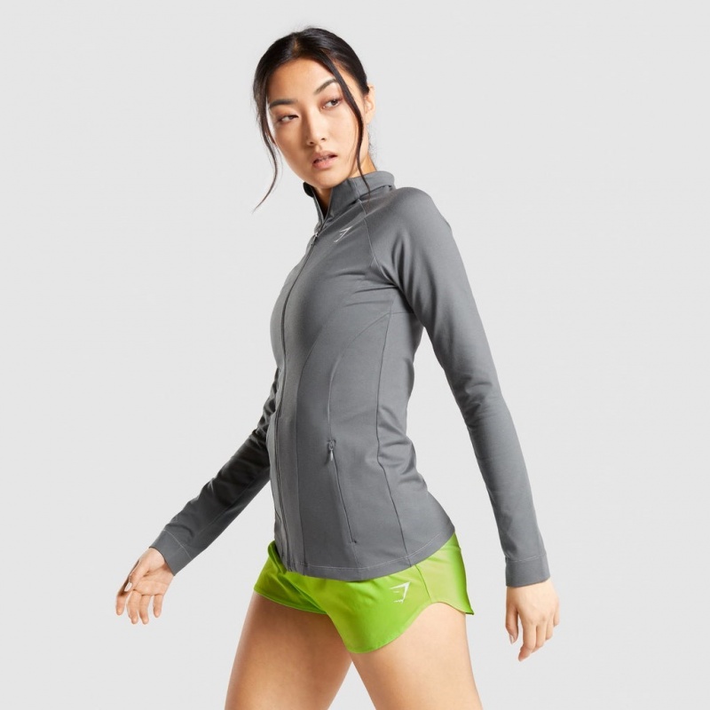 Μπουφαν Gymshark Αθλητικά Zip Up Charcoal | 419WEUHKF