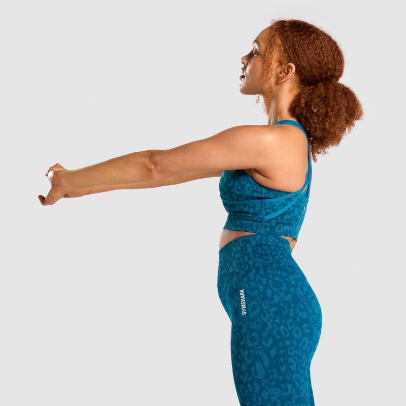 Αθλητικο Σουτιεν Gymshark Adapt Animal Seamless Teal | 516VGKJNX