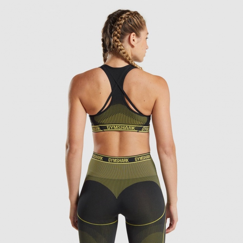 Αθλητικο Σουτιεν Gymshark Apex Seamless μαυρα κίτρινα | 649XPJTOV