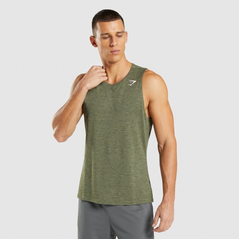 αμανικα μπλουζακια Gymshark Arrival Slim Marl Ελιά Ελιά | 495EDIQYF
