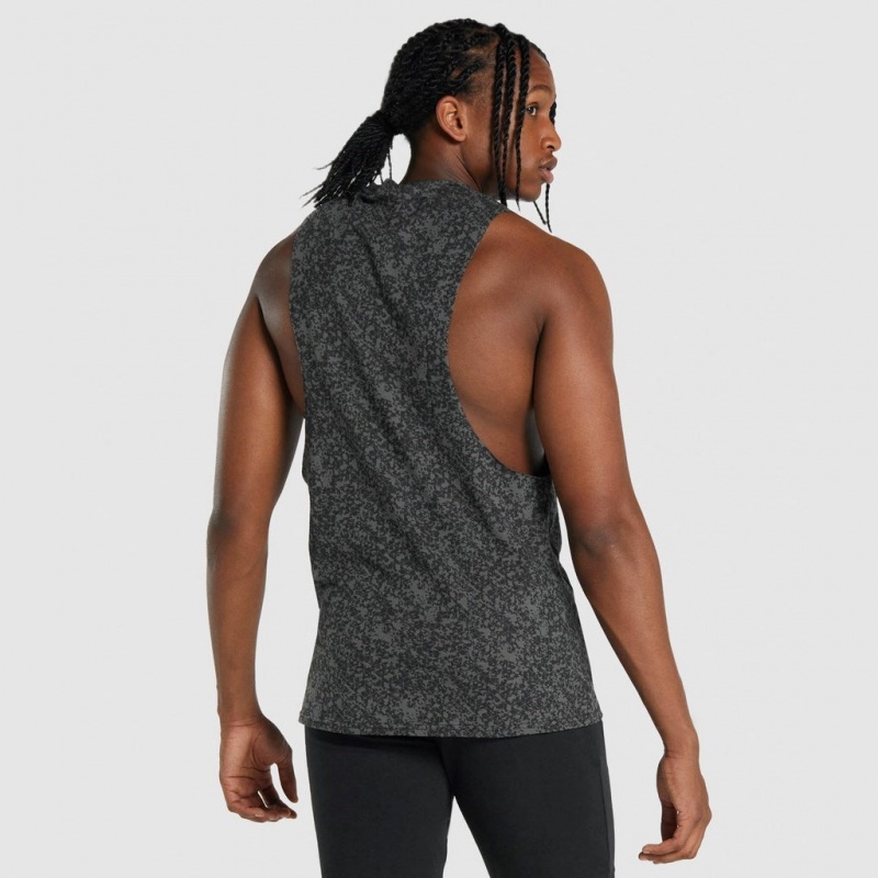 αμανικα μπλουζακια Gymshark Critical 2.0 Drop Arm Charcoal Print | 809HPVLDN