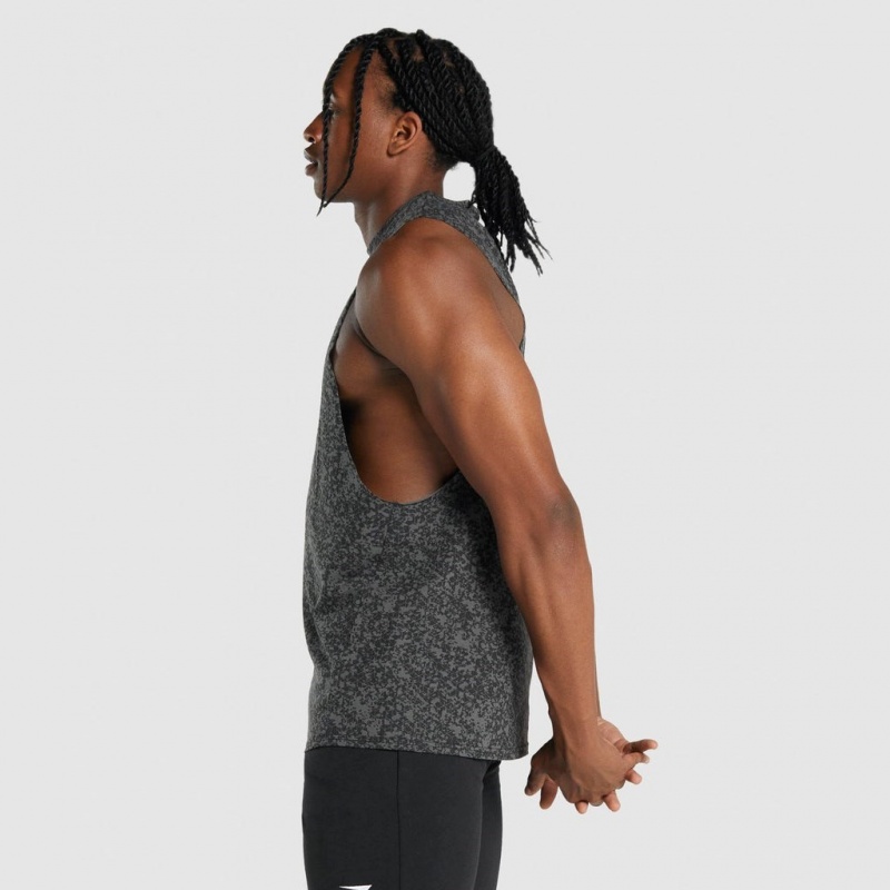 αμανικα μπλουζακια Gymshark Critical 2.0 Drop Arm Charcoal Print | 809HPVLDN