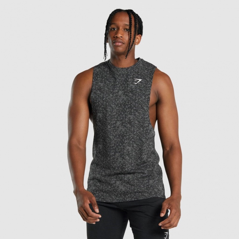αμανικα μπλουζακια Gymshark Critical 2.0 Drop Arm Charcoal Print | 809HPVLDN