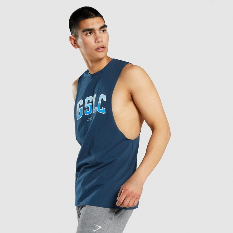 αμανικα μπλουζακια Gymshark GSLC Collegiate Drop Arm σκουρο μπλε | 524LCXZWB