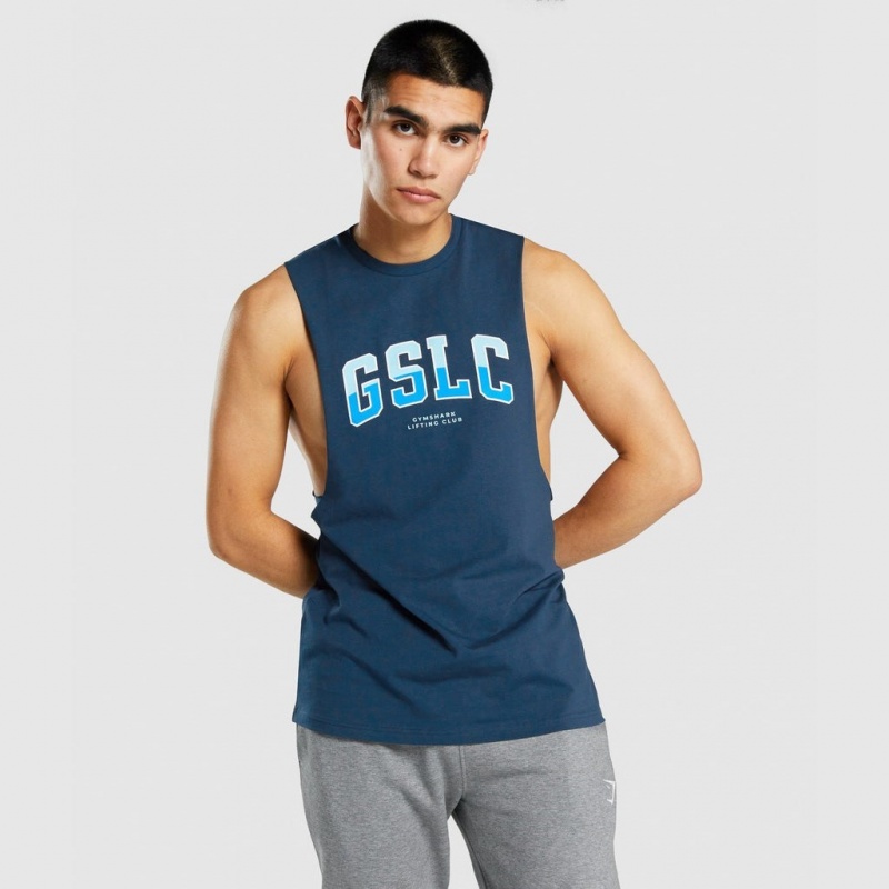 αμανικα μπλουζακια Gymshark GSLC Collegiate Drop Arm σκουρο μπλε | 524LCXZWB