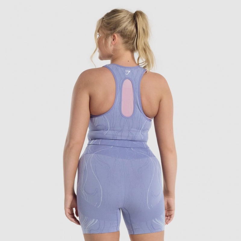αμανικα μπλουζακια Gymshark Mercury Seamless Crop μπλε | 065FZTBHA