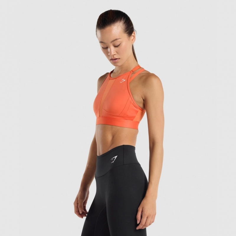 Αθλητικο Σουτιεν Gymshark Mesh Neckline Αθλητικά πορτοκαλι | 823PVXGIZ