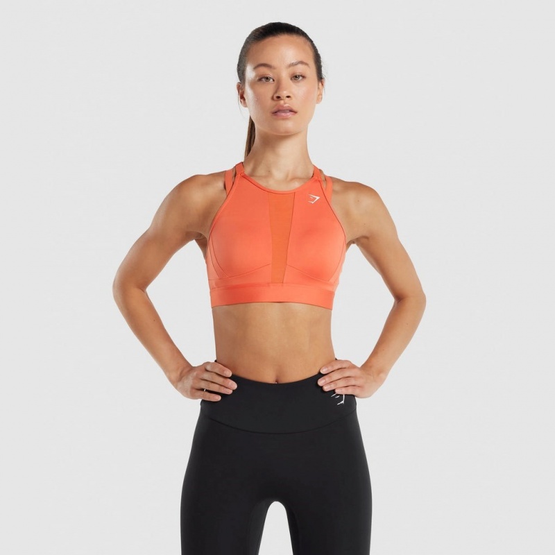 Αθλητικο Σουτιεν Gymshark Mesh Neckline Αθλητικά πορτοκαλι | 823PVXGIZ