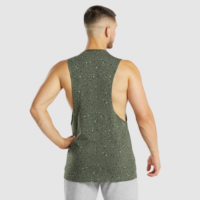 αμανικα μπλουζακια Gymshark Micro Print Drop Arm πρασινο | 217RNTSEA
