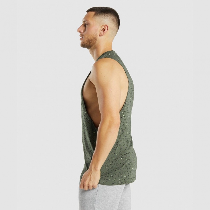 αμανικα μπλουζακια Gymshark Micro Print Drop Arm πρασινο | 217RNTSEA