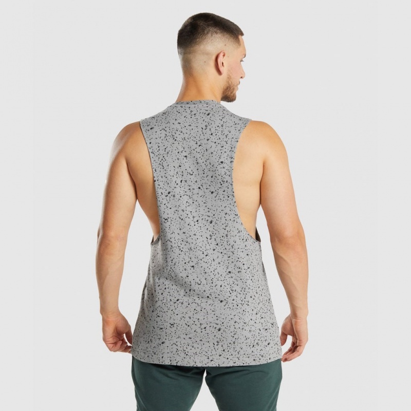 αμανικα μπλουζακια Gymshark Micro Print Drop Arm γκρι | 721JGZPMV