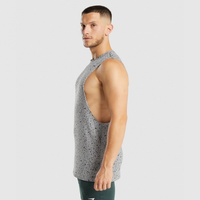 αμανικα μπλουζακια Gymshark Micro Print Drop Arm γκρι | 721JGZPMV