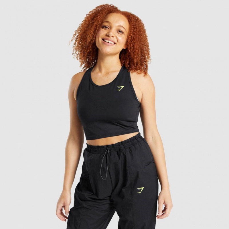αμανικα μπλουζακια Gymshark Pulse Crop μαυρα | 462WZPIXE