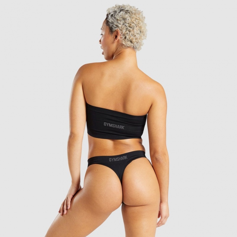 σουτιεν στραπλεσ Gymshark Seamless Bandeau μαυρα | 390QUPDWI
