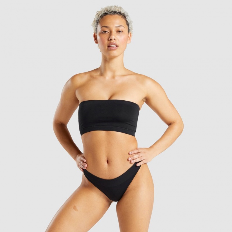 σουτιεν στραπλεσ Gymshark Seamless Bandeau μαυρα | 390QUPDWI