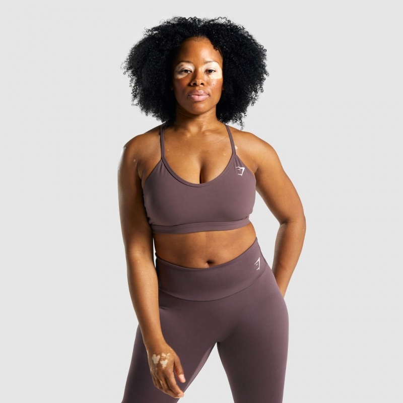 Αθλητικο Σουτιεν Gymshark V Neck Αθλητικά καφε | 516WZTXDJ