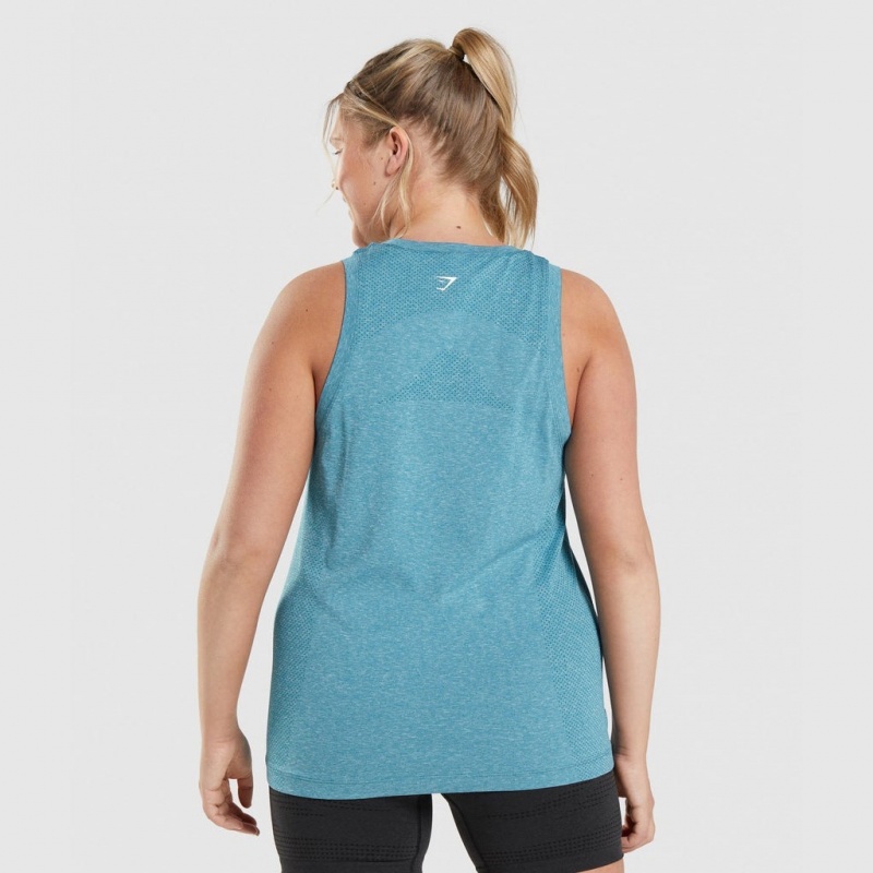 αμανικα μπλουζακια Gymshark Vital Seamless 2.0 Light Tahoe Teal Marl | 432PDAQNO