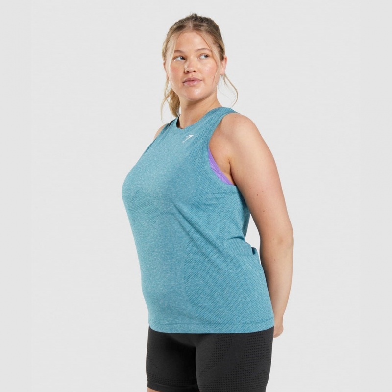 αμανικα μπλουζακια Gymshark Vital Seamless 2.0 Light Tahoe Teal Marl | 432PDAQNO