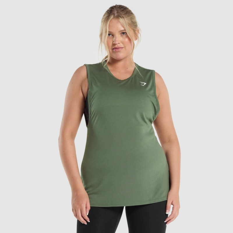 αμανικα μπλουζακια Gymshark Αθλητικά Drop Arm πρασινο | 826NCOLTS