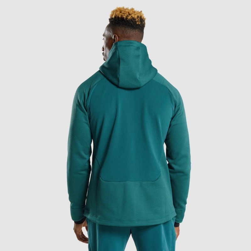 Φουτερ με Κουκουλα Gymshark Apex Zip Teal | 789BLWQMF