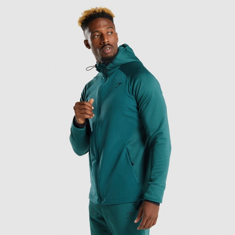 Φουτερ με Κουκουλα Gymshark Apex Zip Teal | 789BLWQMF