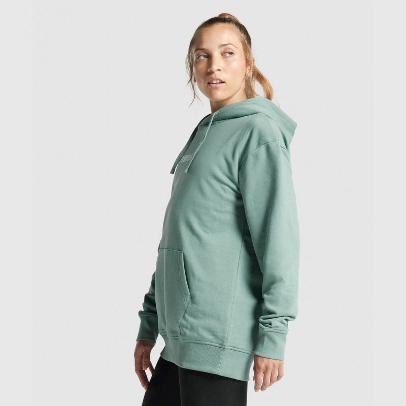 Φουτερ με Κουκουλα Gymshark Apollo σταμπεσ Oversized ανοιχτο πρασινο | 521KQZIBG