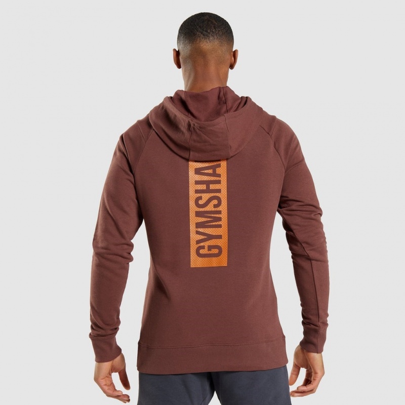 Φουτερ με Κουκουλα Gymshark Bold καφε | 689DGBMPY
