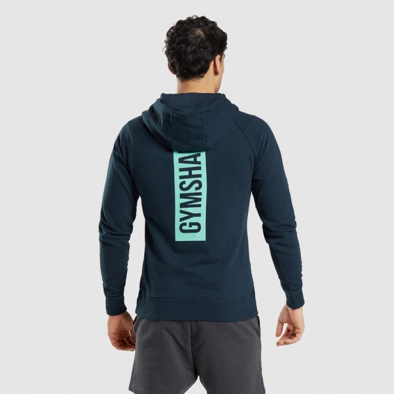 Φουτερ με Κουκουλα Gymshark Bold σκουρο μπλε | 689HJLDAT