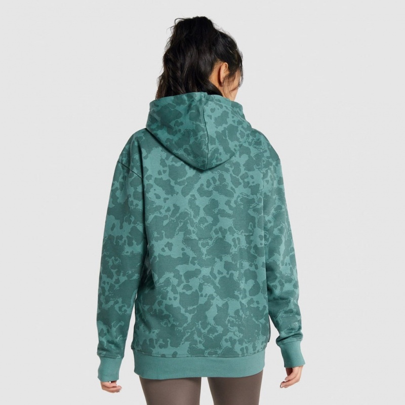 Φουτερ με Κουκουλα Gymshark Camo σταμπεσ Oversized σκούρο πρασινο | 048LMDOAR