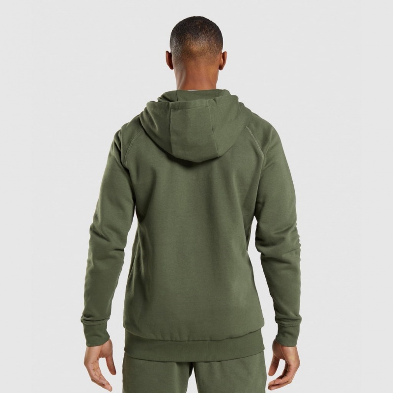 Φουτερ με Κουκουλα Gymshark Crest Zip Up Ελιά | 947HMFTKU