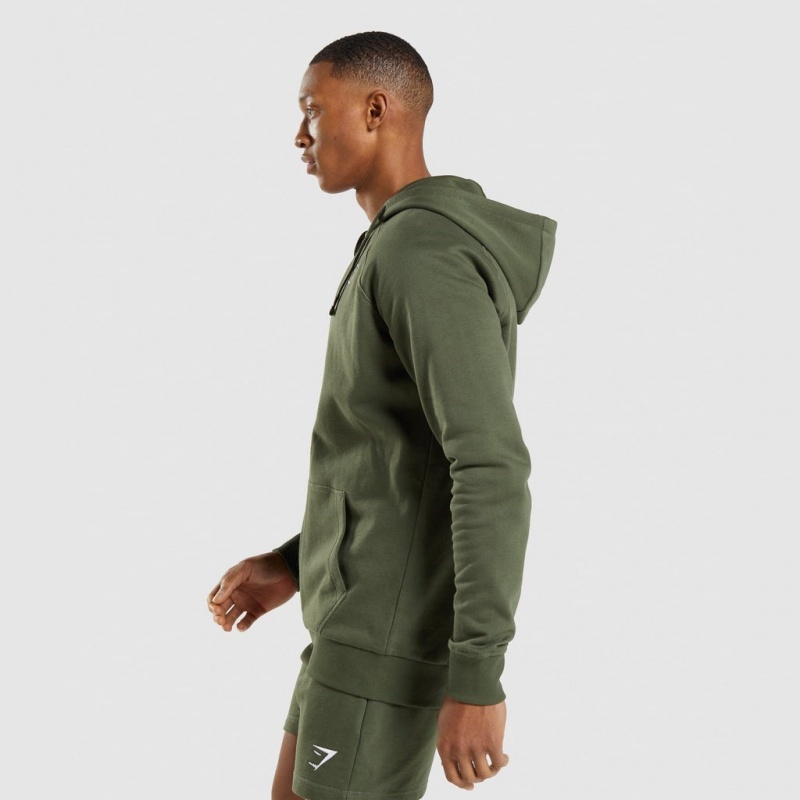 Φουτερ με Κουκουλα Gymshark Crest Zip Up Ελιά | 947HMFTKU