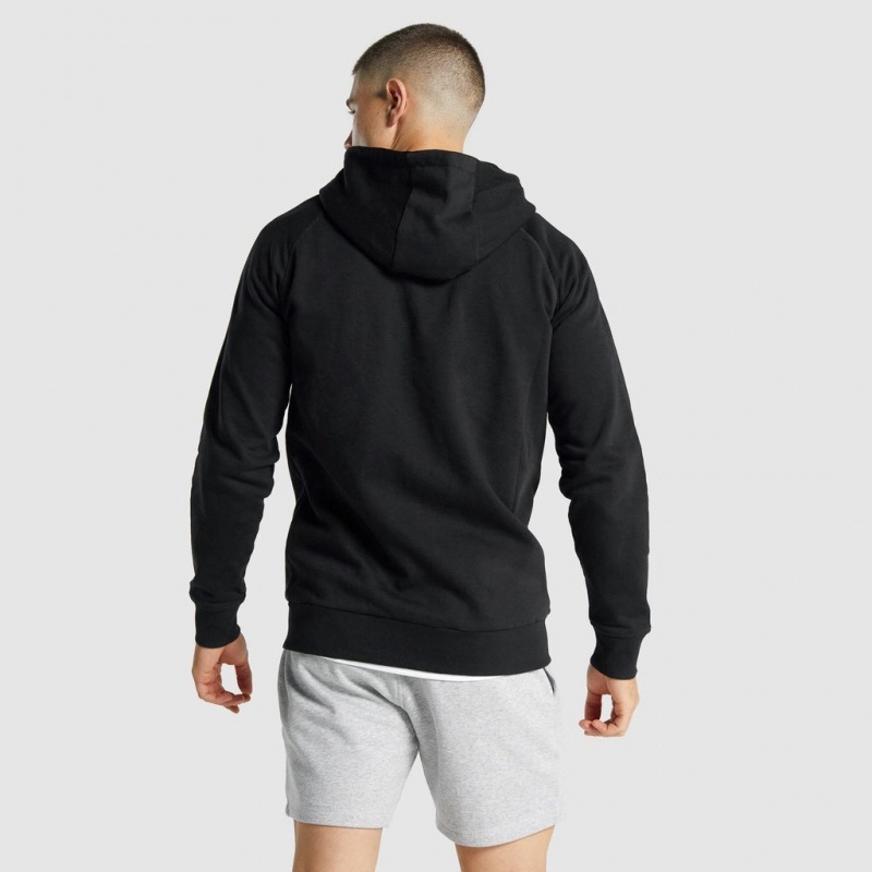Φουτερ με Κουκουλα Gymshark Crest Zip Up μαυρα | 956TUZLVK