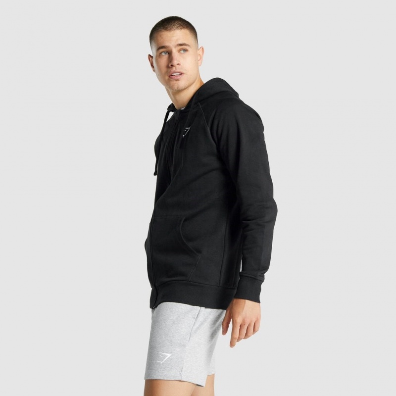 Φουτερ με Κουκουλα Gymshark Crest Zip Up μαυρα | 956TUZLVK
