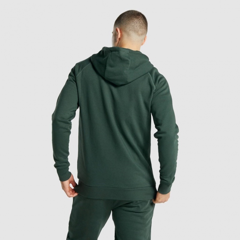 Φουτερ με Κουκουλα Gymshark Crest Zip Up σκούρο πρασινο | 273VCURTH