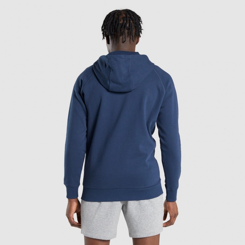Φουτερ με Κουκουλα Gymshark Crest Zip Up σκουρο μπλε | 472LMDKWR