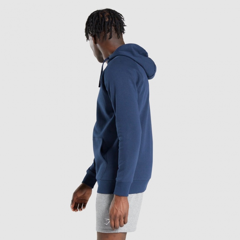 Φουτερ με Κουκουλα Gymshark Crest Zip Up σκουρο μπλε | 472LMDKWR