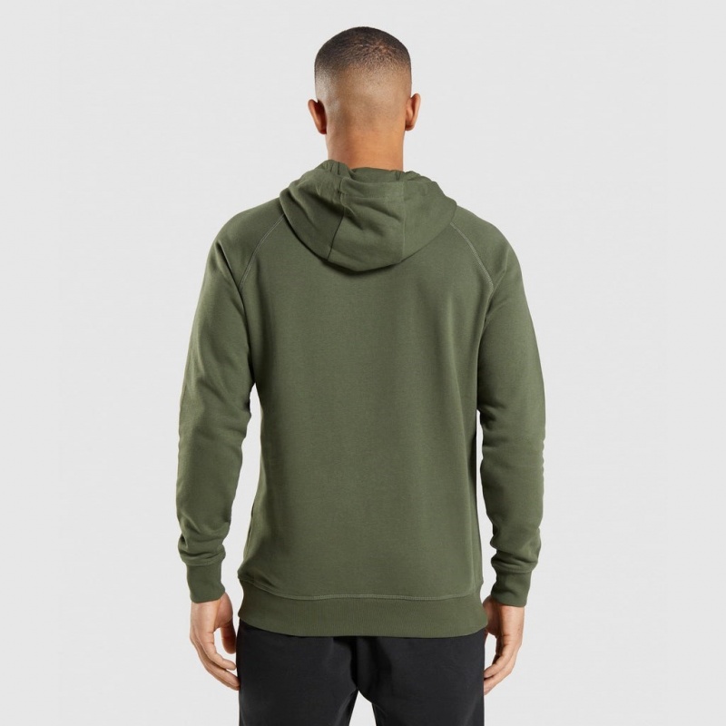 Φουτερ με Κουκουλα Gymshark Crest Ελιά | 647BPWNMH