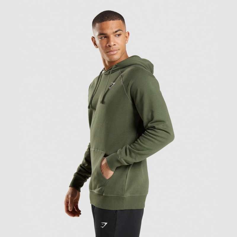 Φουτερ με Κουκουλα Gymshark Crest Ελιά | 647BPWNMH