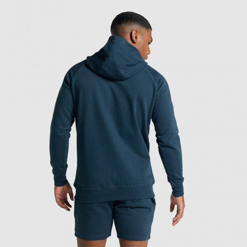 Φουτερ με Κουκουλα Gymshark Crest σκουρο μπλε | 876QXTADS