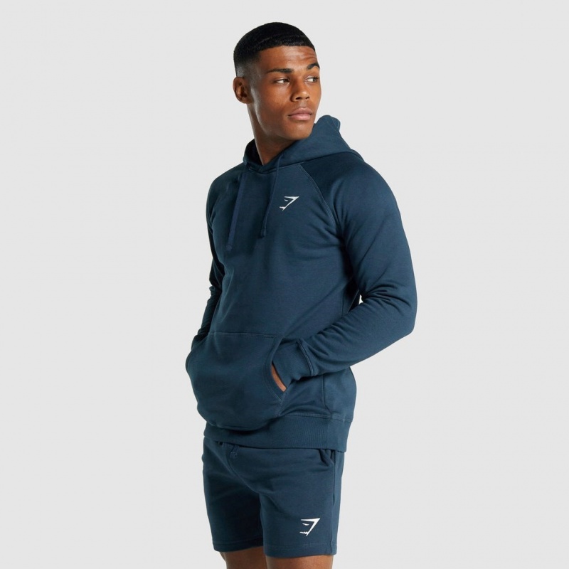 Φουτερ με Κουκουλα Gymshark Crest σκουρο μπλε | 876QXTADS