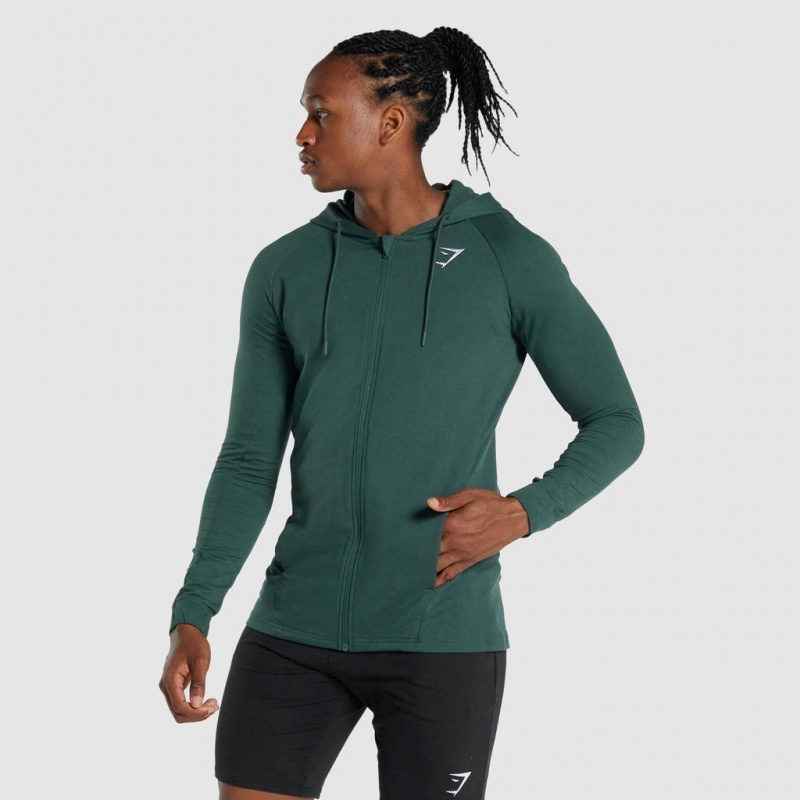 Φουτερ με Κουκουλα Gymshark Critical 2.0 Zip Up σκούρο πρασινο | 415GNDCBS