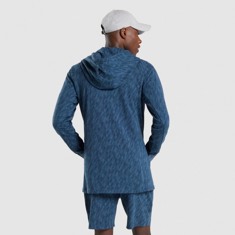 Φουτερ με Κουκουλα Gymshark Critical Teal Print | 547QOGFEN