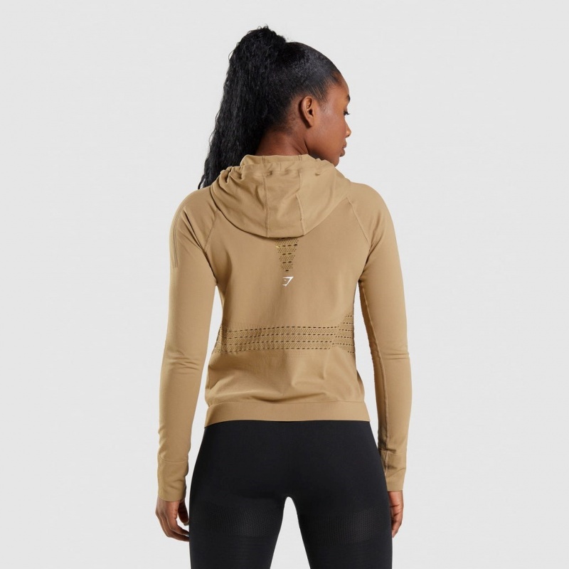Φουτερ με Κουκουλα Gymshark Energy Seamless καφε | 394WGDKQN