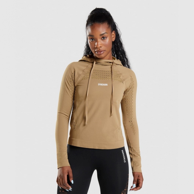 Φουτερ με Κουκουλα Gymshark Energy Seamless καφε | 394WGDKQN