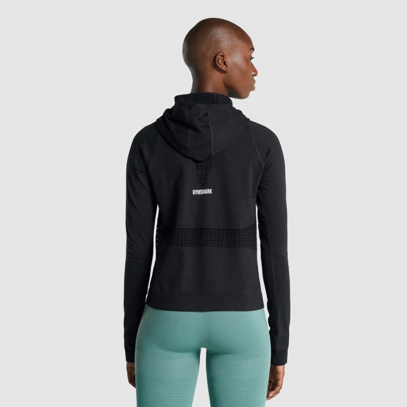 Φουτερ με Κουκουλα Gymshark Energy Seamless μαυρα | 793LUMWZK
