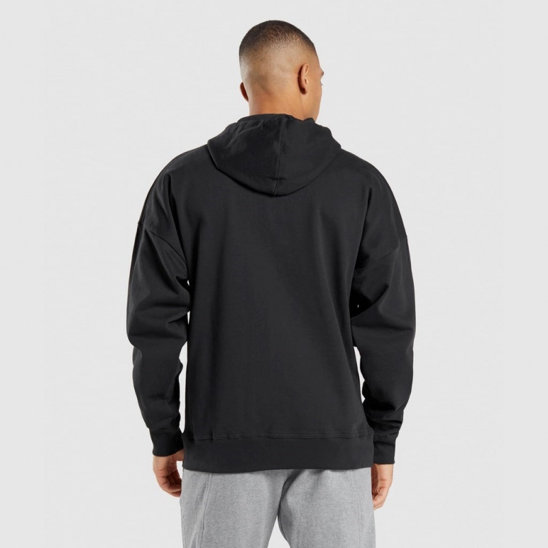 Φουτερ με Κουκουλα Gymshark Essential Oversized Zip Up μαυρα | 632IVWGSP