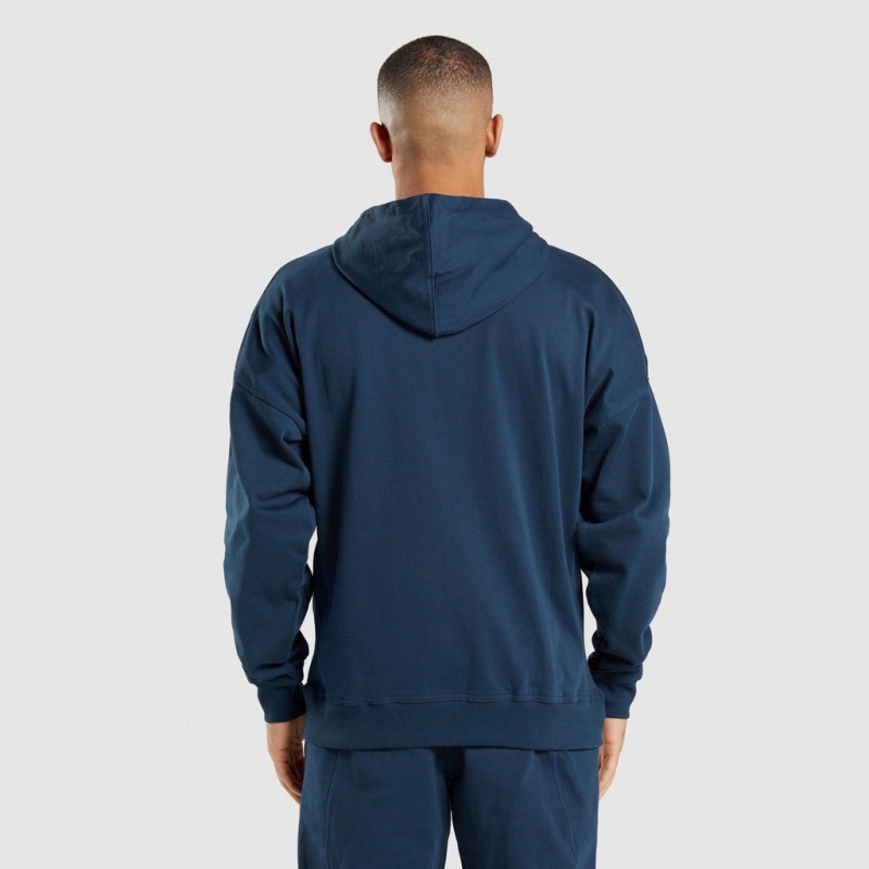 Φουτερ με Κουκουλα Gymshark Essential Oversized Zip Up σκουρο μπλε | 125IPZMGO