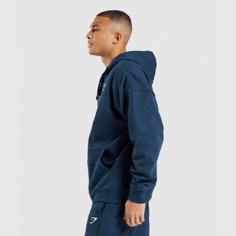 Φουτερ με Κουκουλα Gymshark Essential Oversized Zip Up σκουρο μπλε | 125IPZMGO